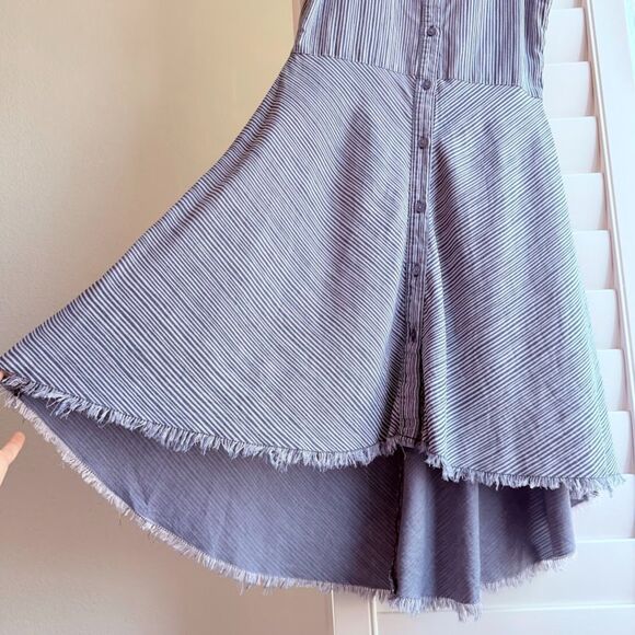 Splendid Chambray Stripe High-Low Mini Dress in Blue & White size 14 juniors - Picture 6 of 7